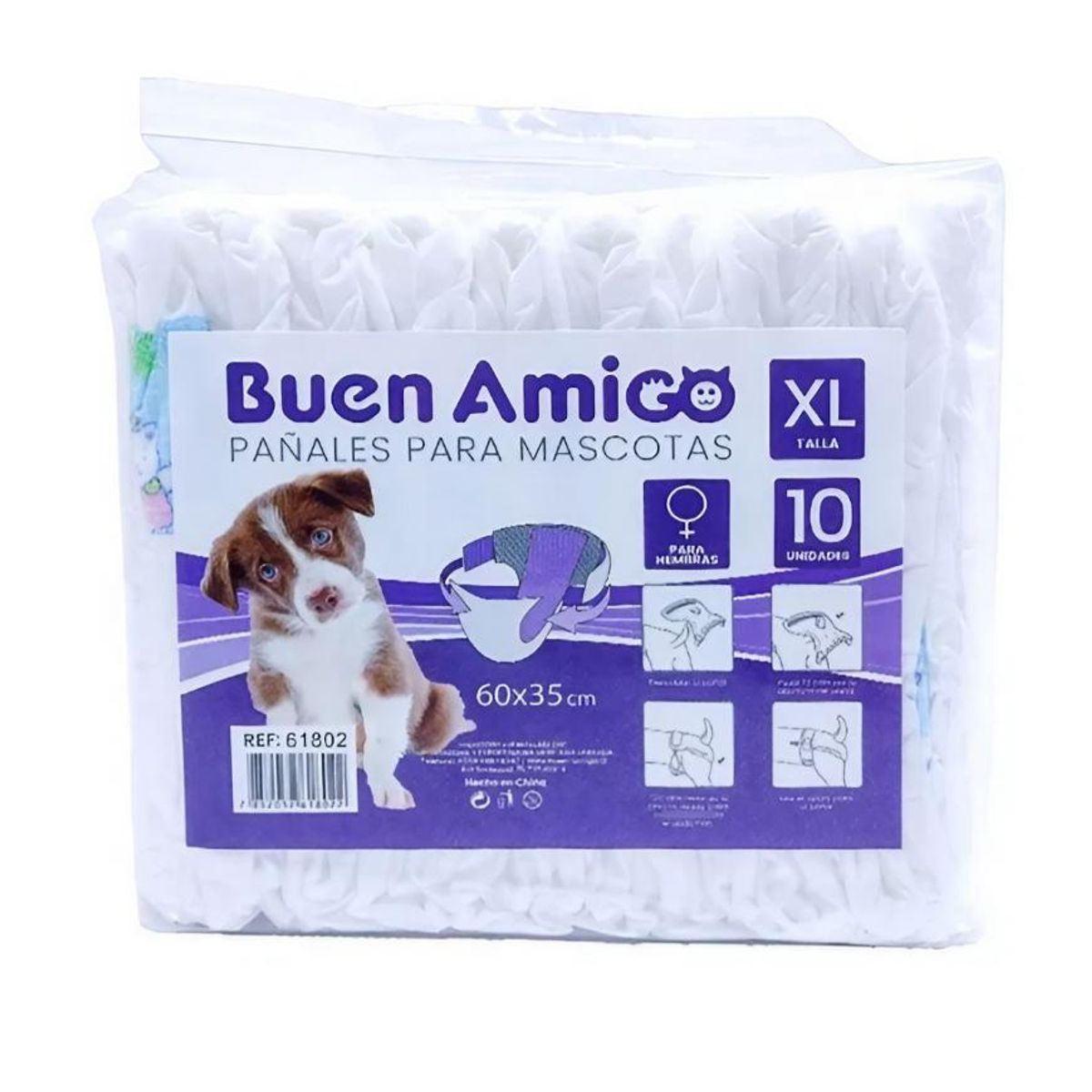 GENERICO - 10 Pañales Para Perro Hembra Xl
