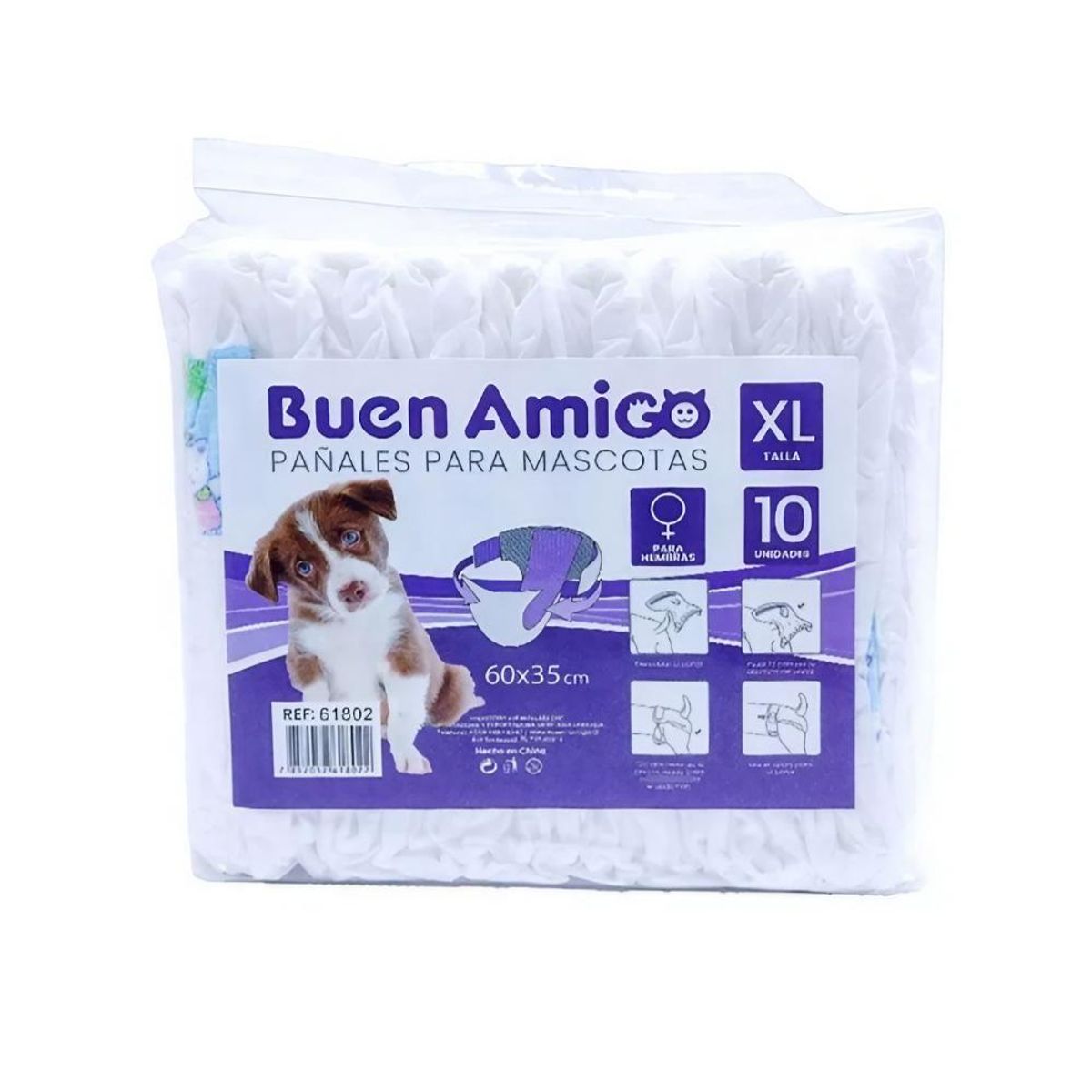 GENERICO - 10 Pañales Para Perro Hembra Xl