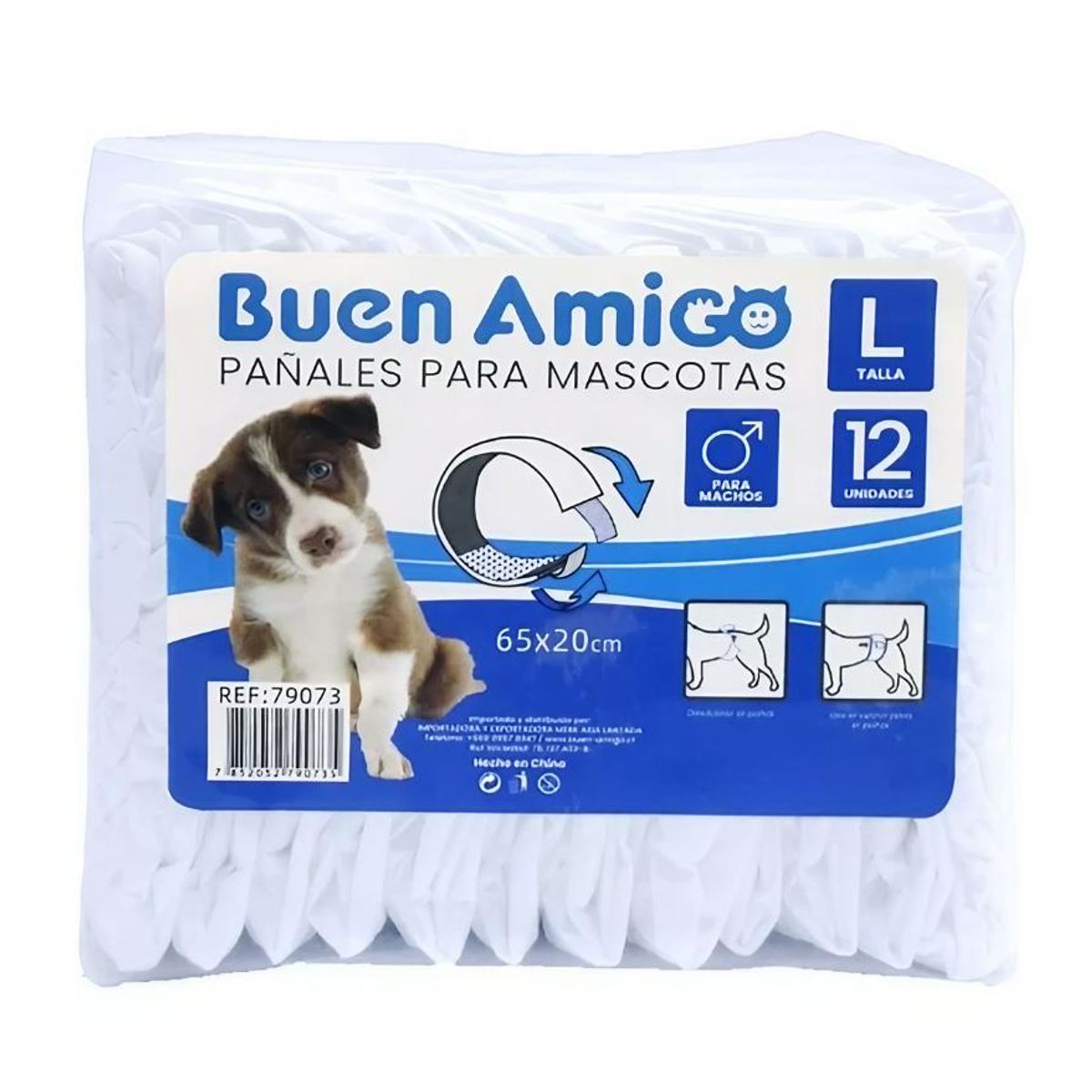 GENERICO - 12 Pañales Para Perro Macho L