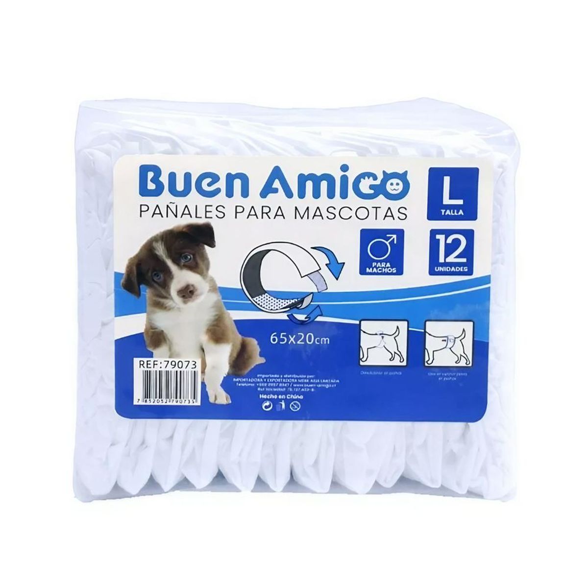 GENERICO - 12 Pañales Para Perro Macho L