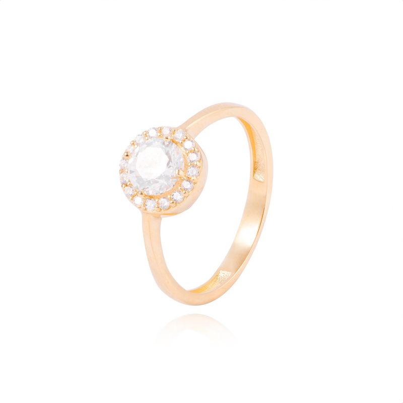 JB JOYAS BARON - Anillo Compromiso de Oro 18Kt Circón Roseta