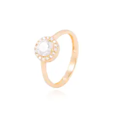 JB JOYAS BARON - Anillo Compromiso de Oro 18Kt Circón Roseta