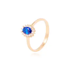 JB JOYAS BARON - Anillo Compromiso de Oro 18Kt Zafiro Central