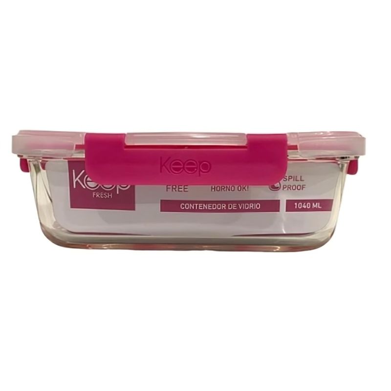KEEP - HERMETICO CUADRADO 800ML GLASS KEEP FUCSIA