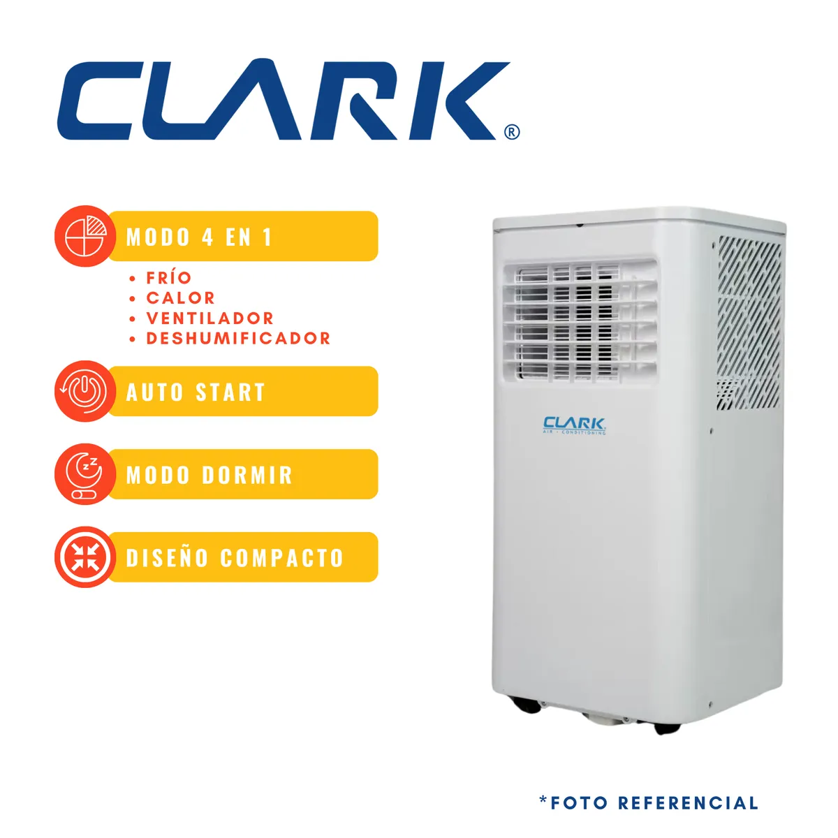 CLARK - EQUIPO AIRE ACONDICIONADO PORTÁTIL 12.000 BTU/HR, 220V