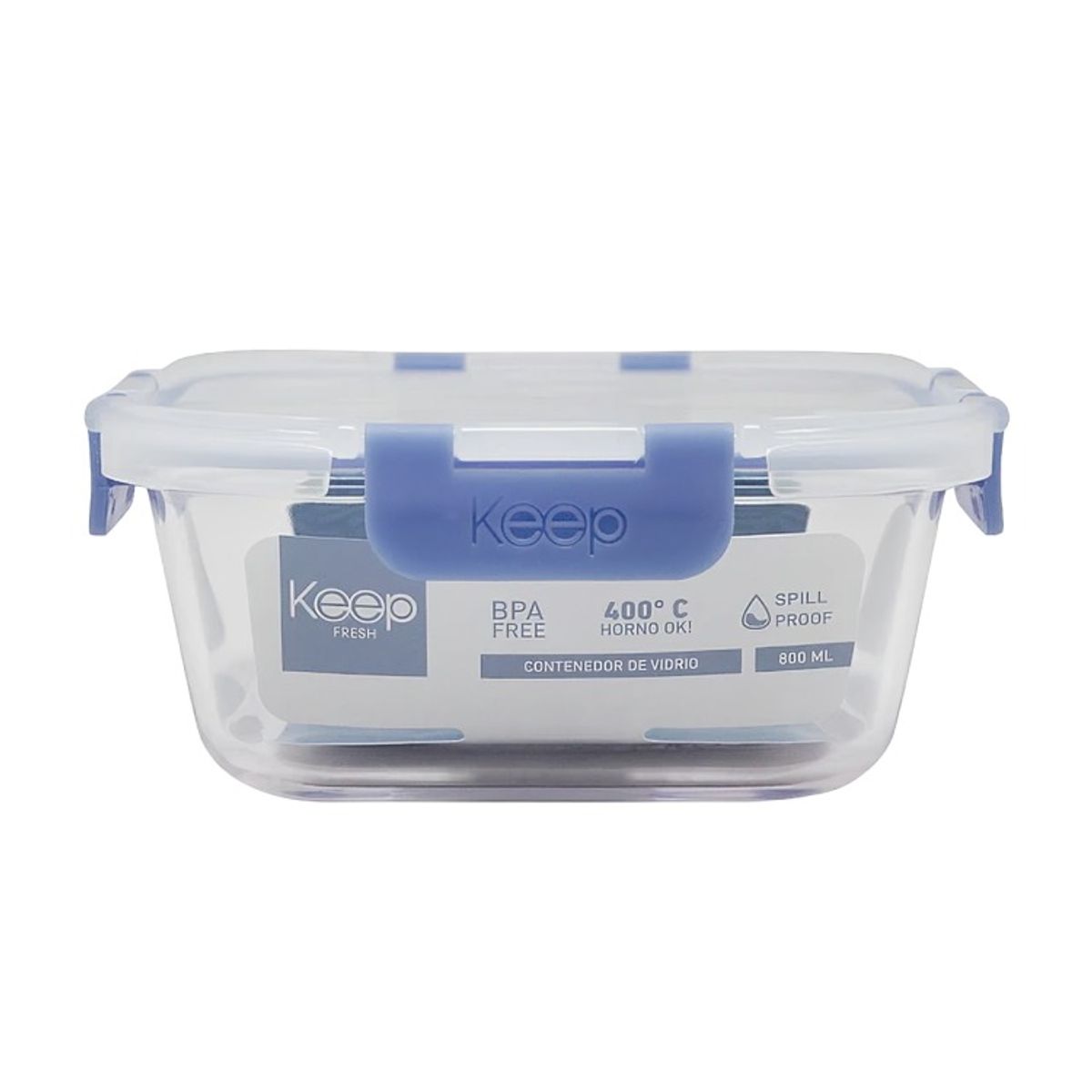 KEEP - HERMETICO CUADRADO 800ML GLASS KEEP AZUL