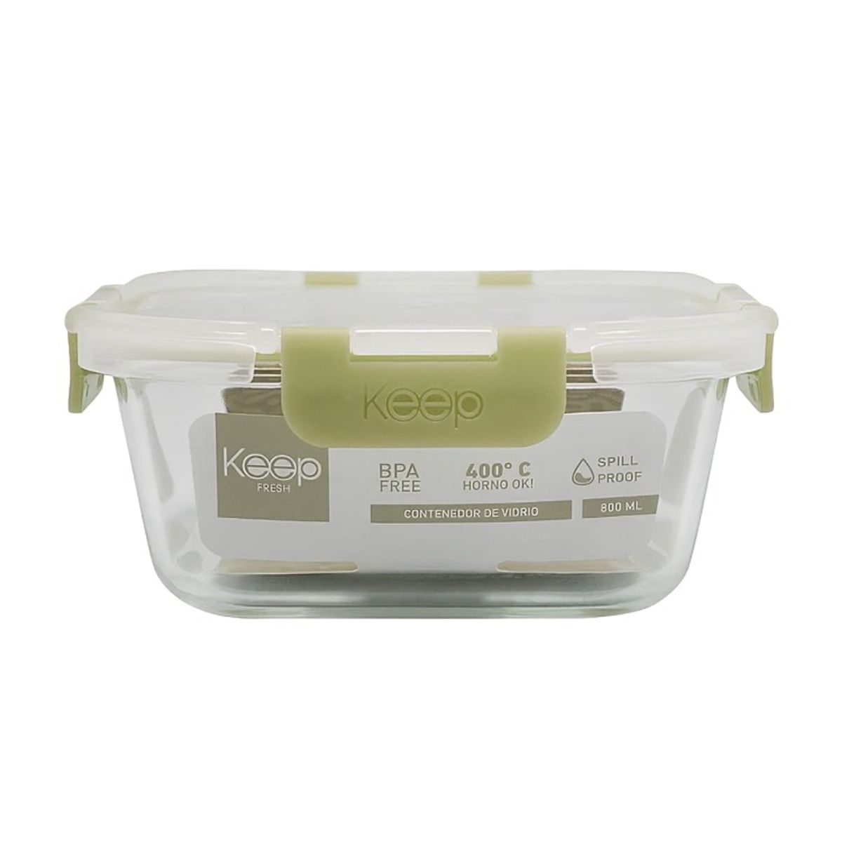 OEM - HERMETICO CUADRADO 800ML GLASS KEEP VERDE