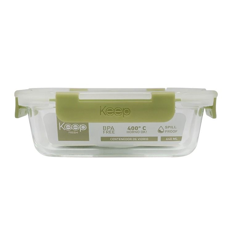 HERMETICO RECTANGULAR 640ML GLASS VERDE