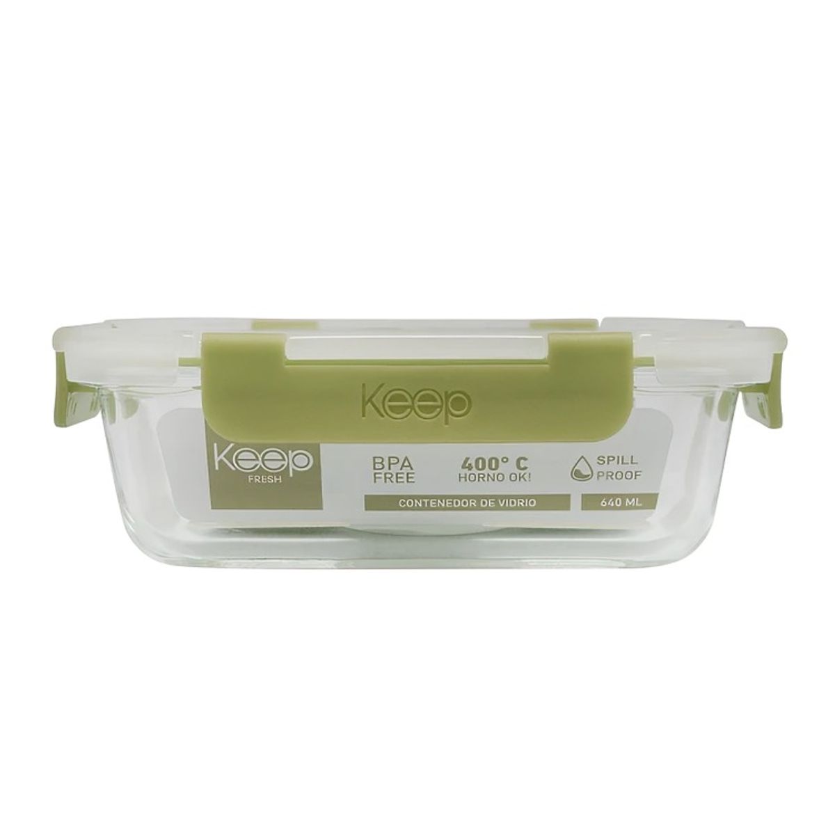 KEEP - HERMETICO RECTANGULAR 640ML GLASS KEEP VERDE
