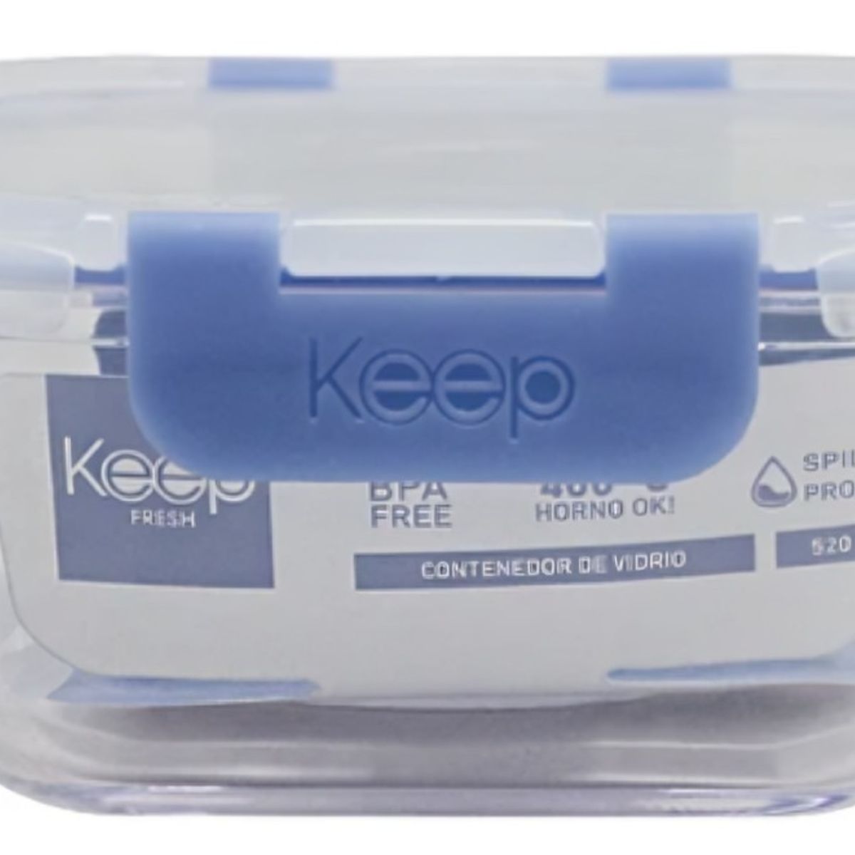 KEEP - HERMETICO CUADRADO 520ML GLASS KEEP AZUL