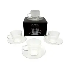 GLASSO - SET 4 TAZAS C/PLATO ESPRESSO