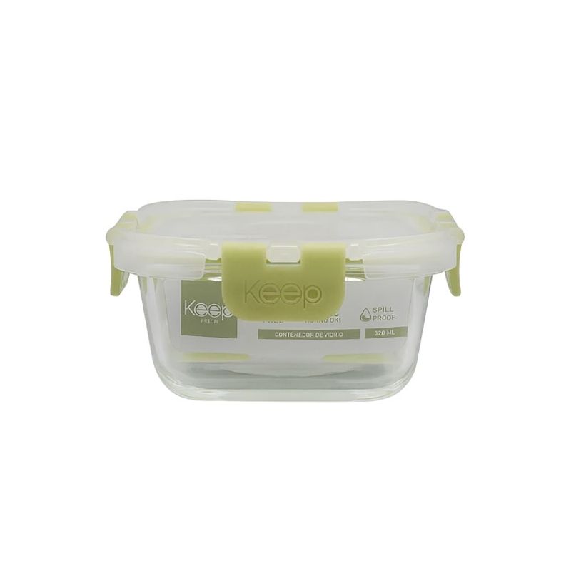 KEEP - HERMETICO CUADRADO 320ML GLASS KEEP VERDE