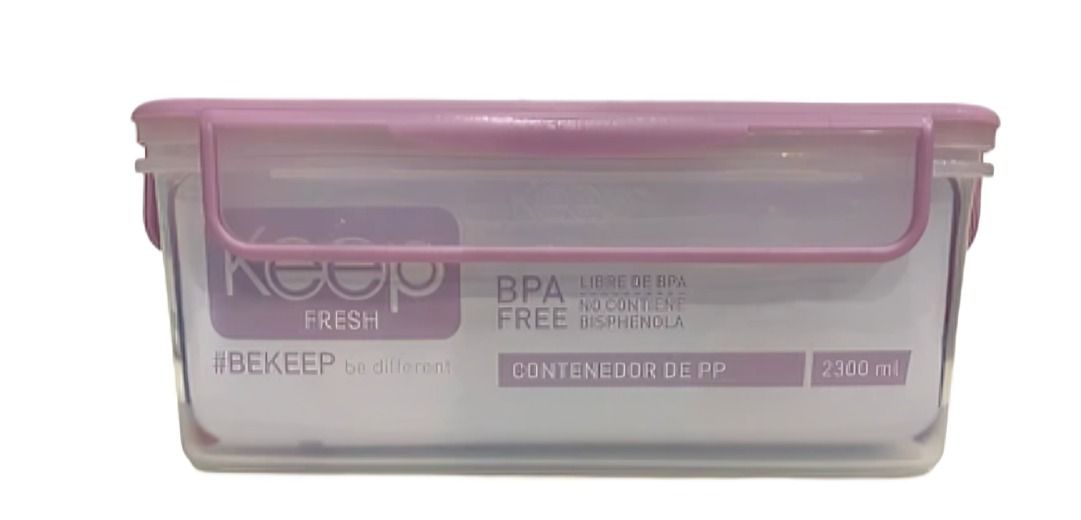 HERMETICO PP 2300 ML RECTANGULAR ROSADO