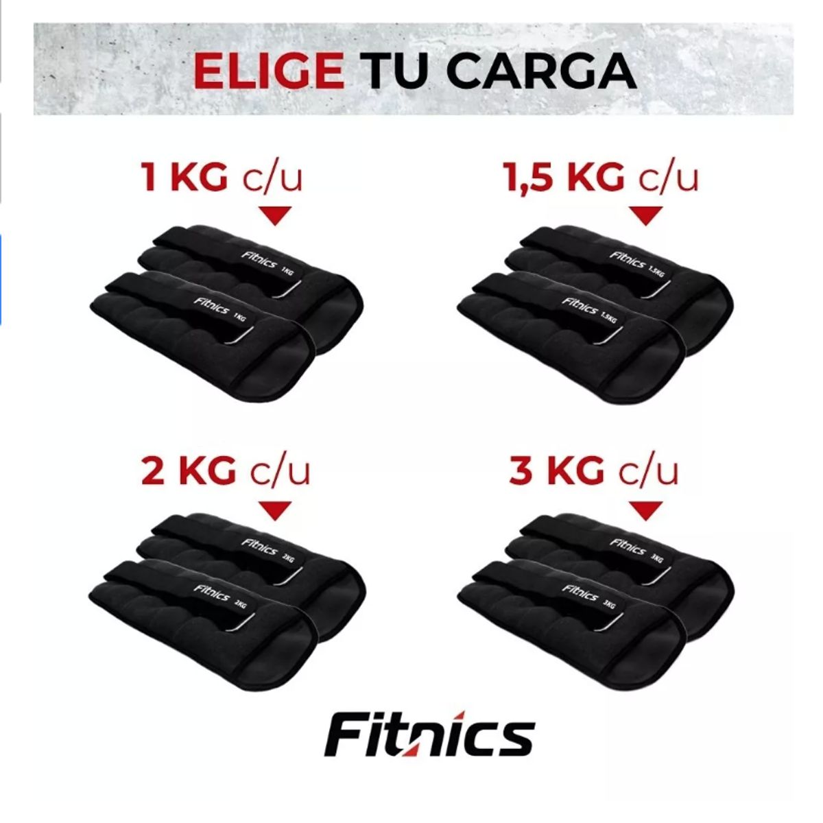 GENERICO - Pesas Tobillera Muñeca Set 2 De 1kg C/u