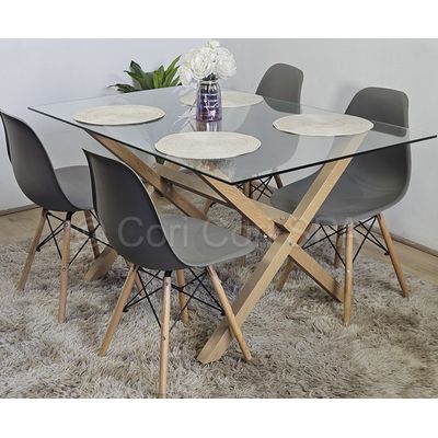 Imagen 2 del producto Juego de Comedor Medlock 140x90cm + 4 Sillas Eames Gris