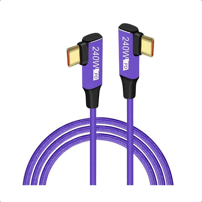 GENERICO - Cable Carga Ultra Rápida Reforzado Usb C - C 240w Angulo 90
