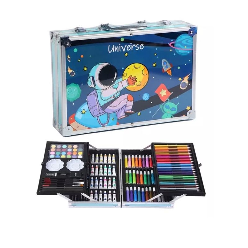 GENERICO - Kit Dibujo Para Niño De 145 Pcs En Maleta Aluminio Dos Pisos