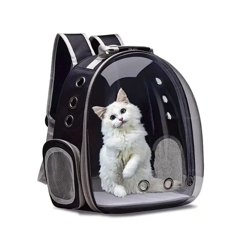 GENERICO - Mochila Bolso Transparente Mascota color negro
