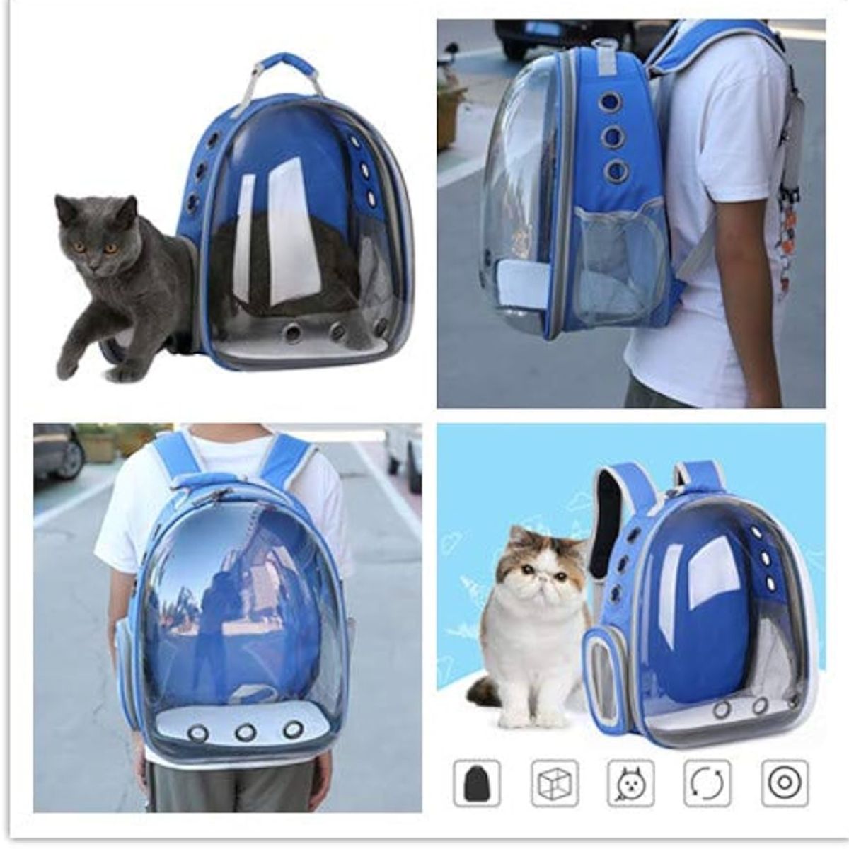 GENERICO - Mochila Bolso Transporte Transparente Mascotas