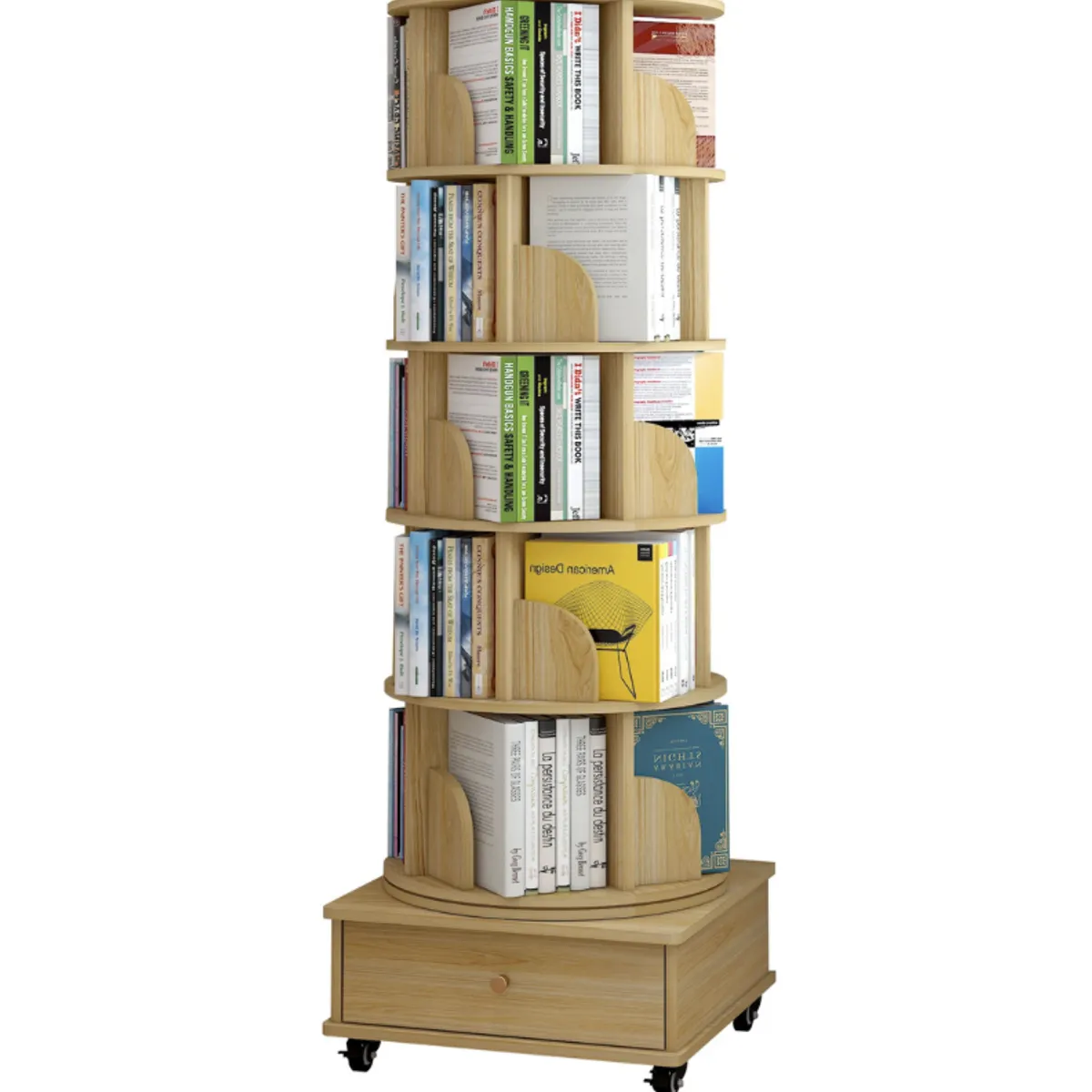 HOMER DESIGN - Biblioteca Giratoria Librero Organizador Libros Con Rueda y freno