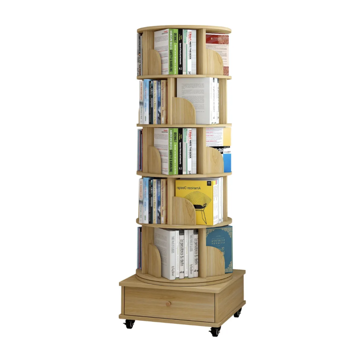 HOMER DESIGN - Biblioteca Giratoria Librero Organizador Libros Con Rueda y freno