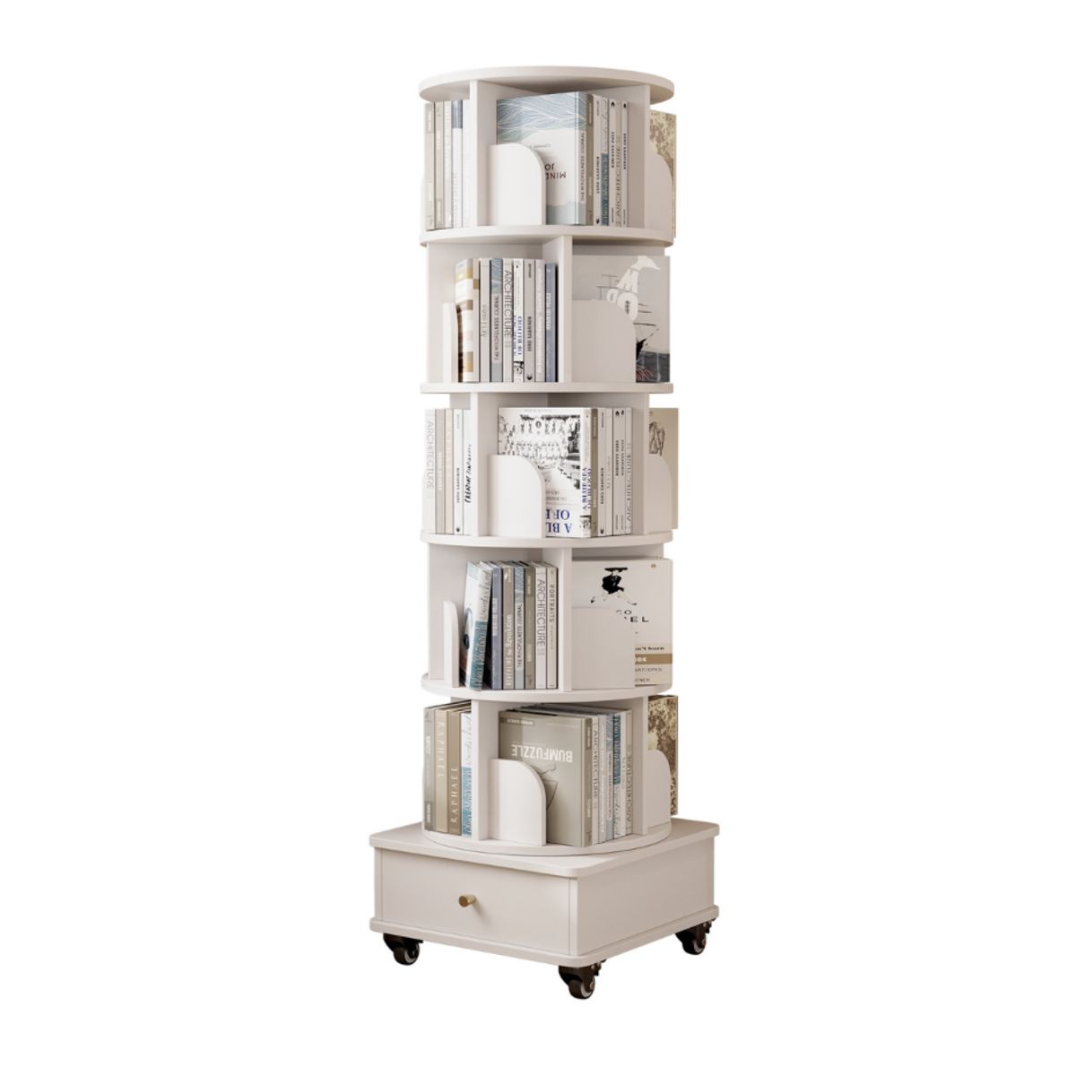 HOMER DESIGN - Biblioteca Giratoria Librero Organizador Libros Con Rueda y freno