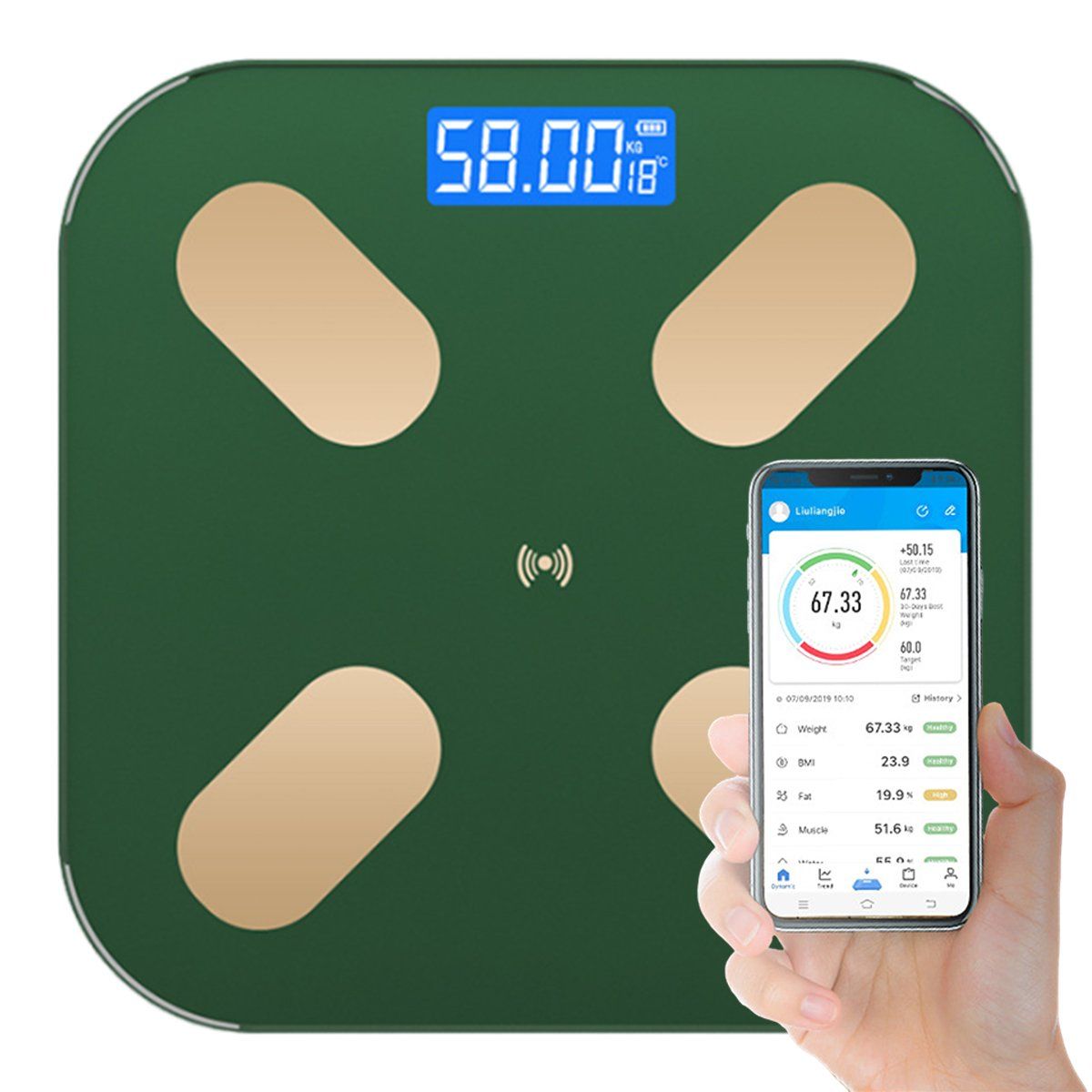 EDWINAYY - Balanza Pesa Grasa Corporal Digital Bluetooth40 Inteligente