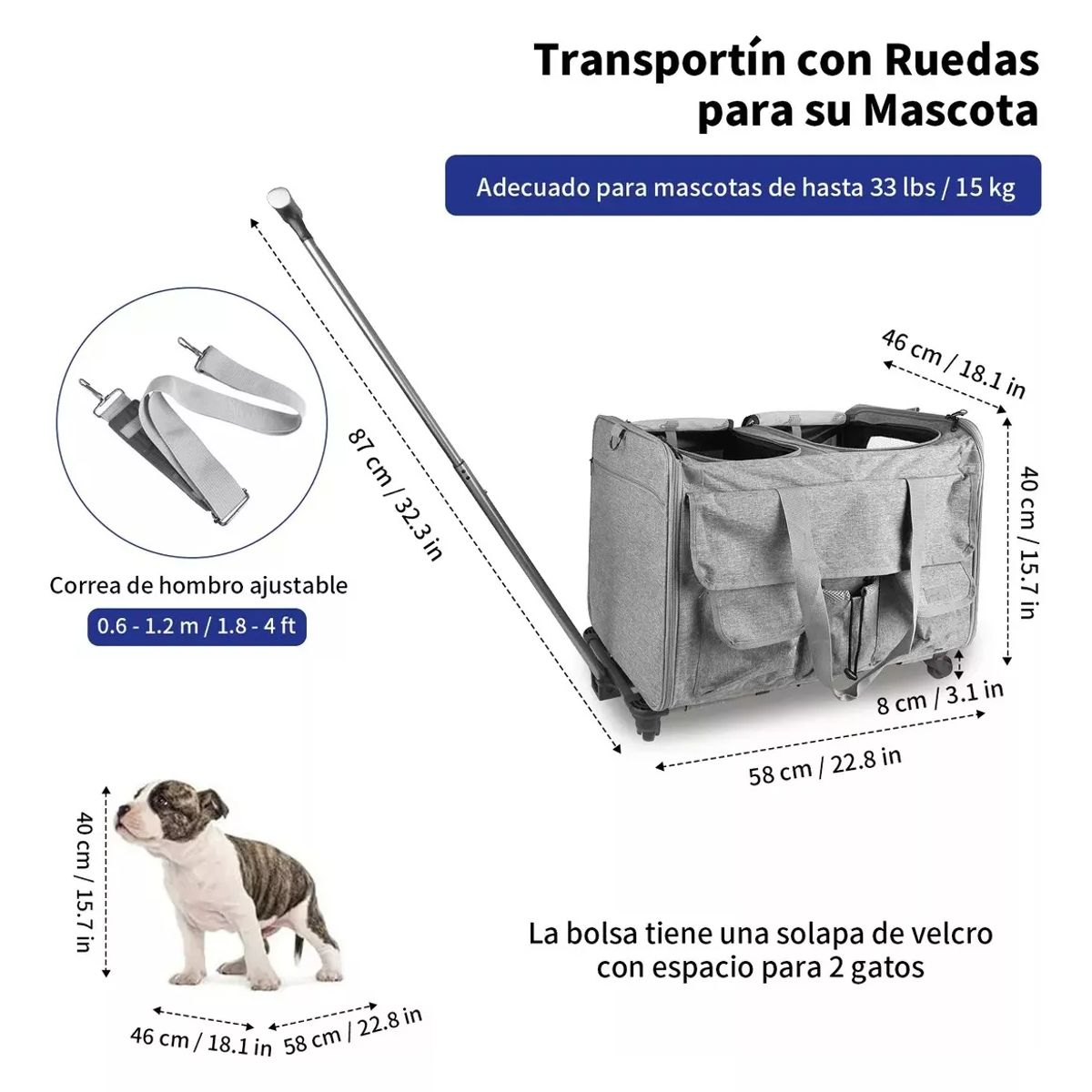 AIZO - Mochila Con Rueda Para Perros Gato Transportador De Mascotas