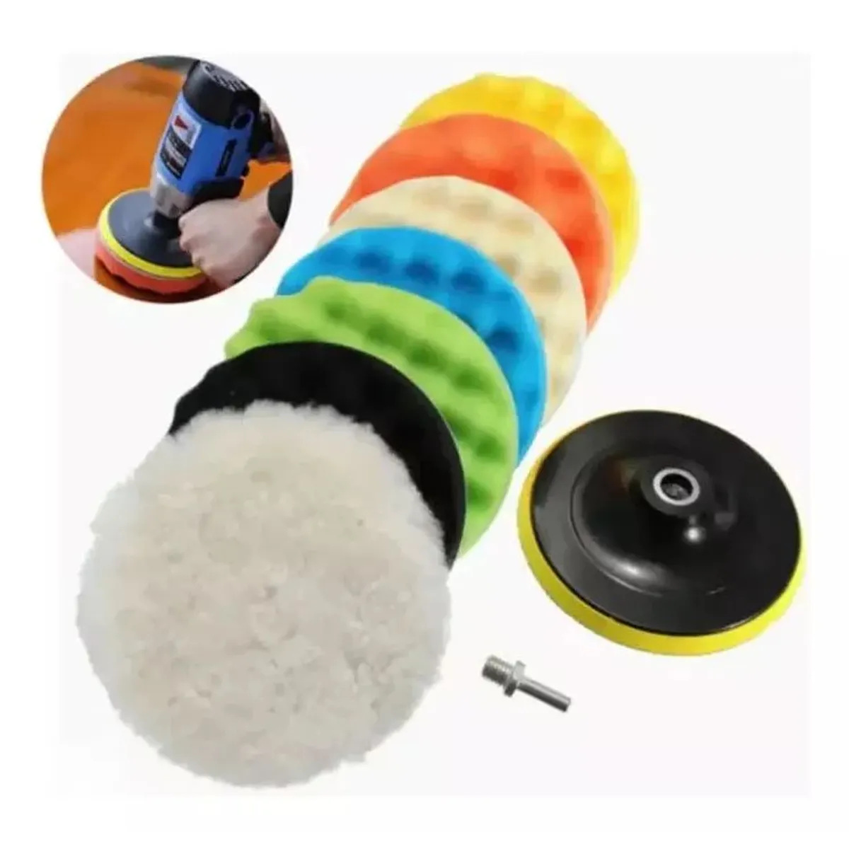 KUANGYE - Kit Para Pulir 7 Pulgadas Esponjas Almohadillas Bonetes Auto