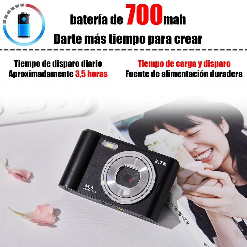 EDWINAYY - Cámara Digital Portátil 1080p Pantalla 24in+16gb Tarjeta Sd