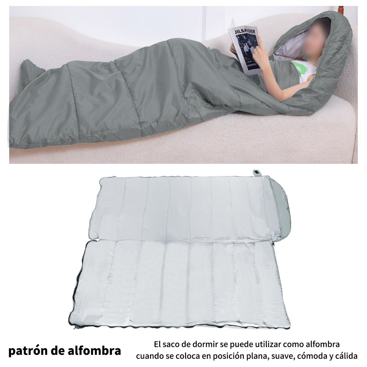 AIZO - Saco Dormir Camping Con Gorro Playa-cabaña Algodón 1200g