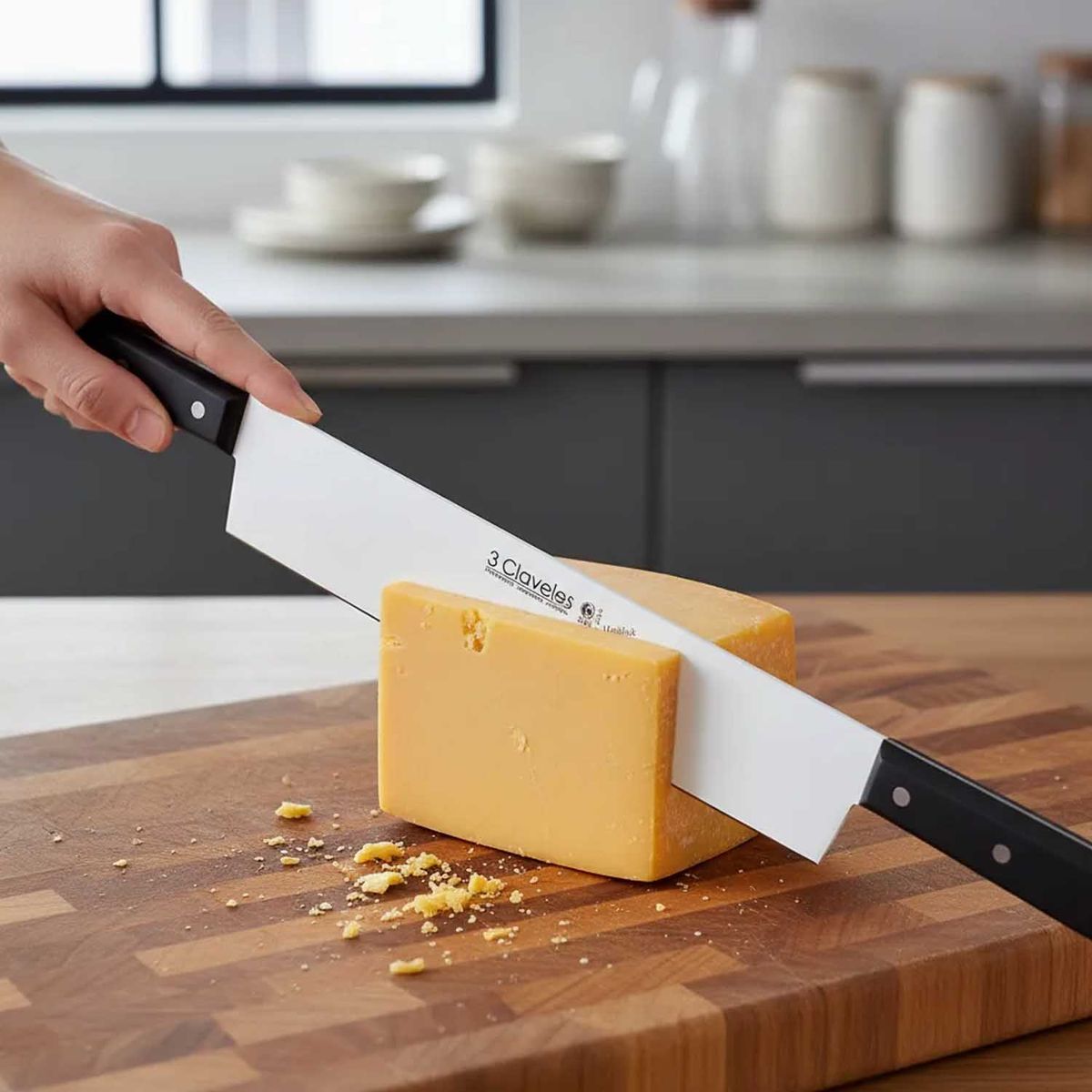 3 CLAVELES - Cuchillo Queso 2 Mangos 30 cm