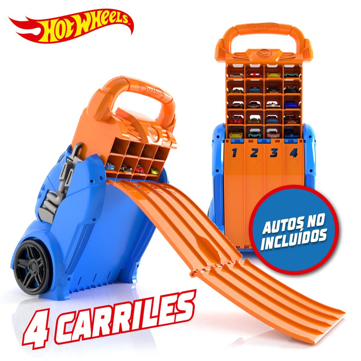 HOT WHEELS - Estuche Porta Autos Hot Wheels con Lanzador Múltiple