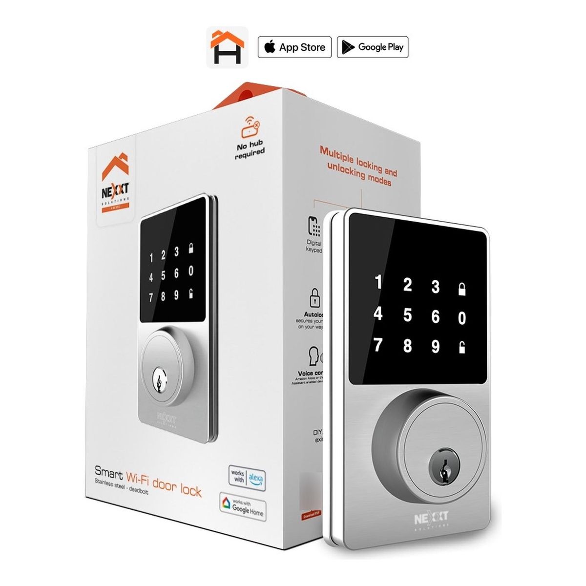 NEXXT SOLUTIONS - Cerradura Inteligente Nexxt Smart Wi-fi Door Lock Alexa Goog