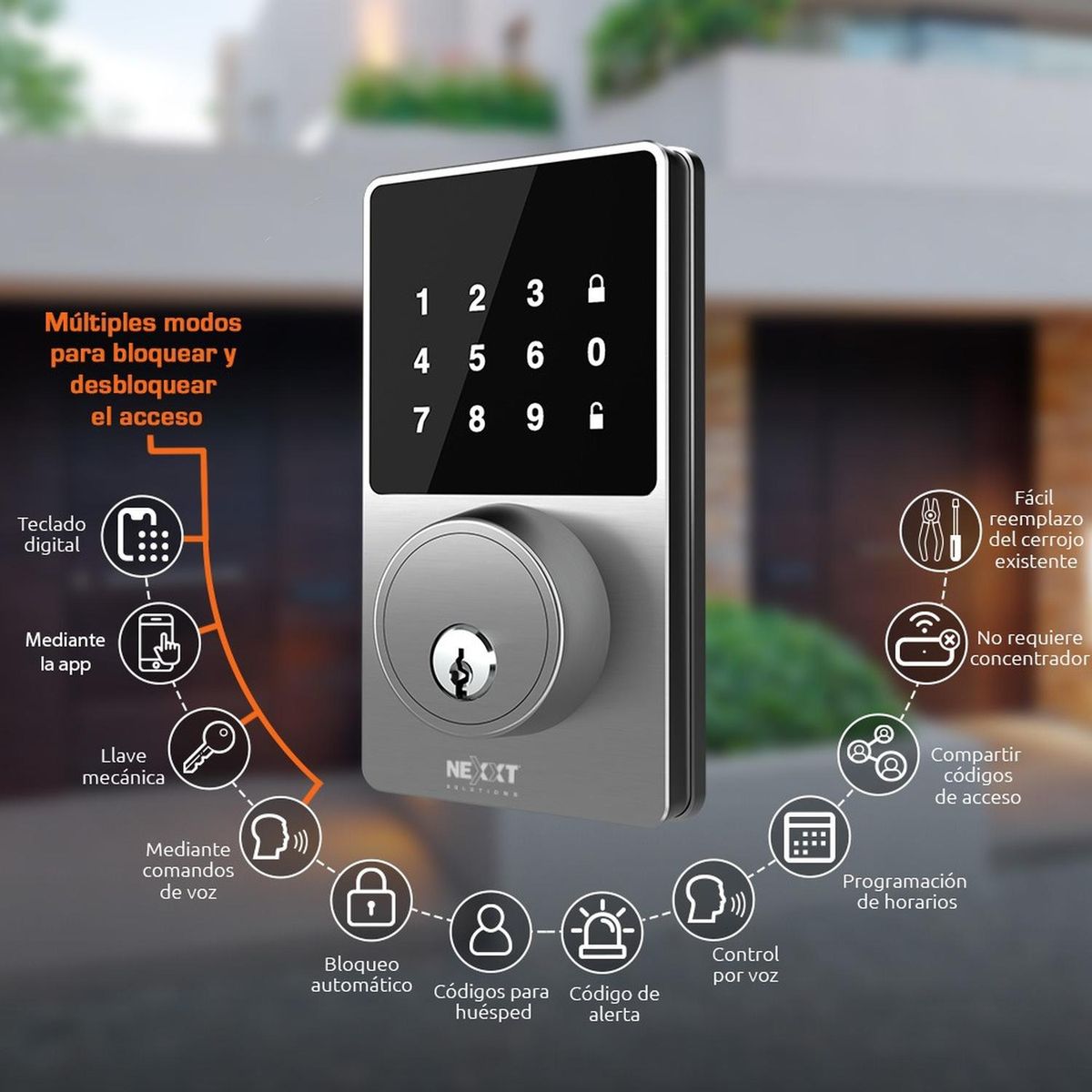 NEXXT SOLUTIONS - Cerradura Inteligente Nexxt Smart Wi-fi Door Lock Alexa Goog