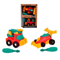 ANSALDO - Pack 2 Vehiculos Armables Con Destornillador - Rojo Rojo