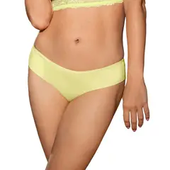 LEONISA - Calzón pantaleta descaderado en encaje y tela lisa 092004 Amarillo Claro