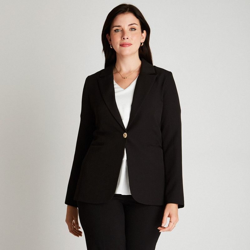 LORENZO DI PONTTI - Blazer Negro Manga Larga Liso LORENZO DI PONTTI