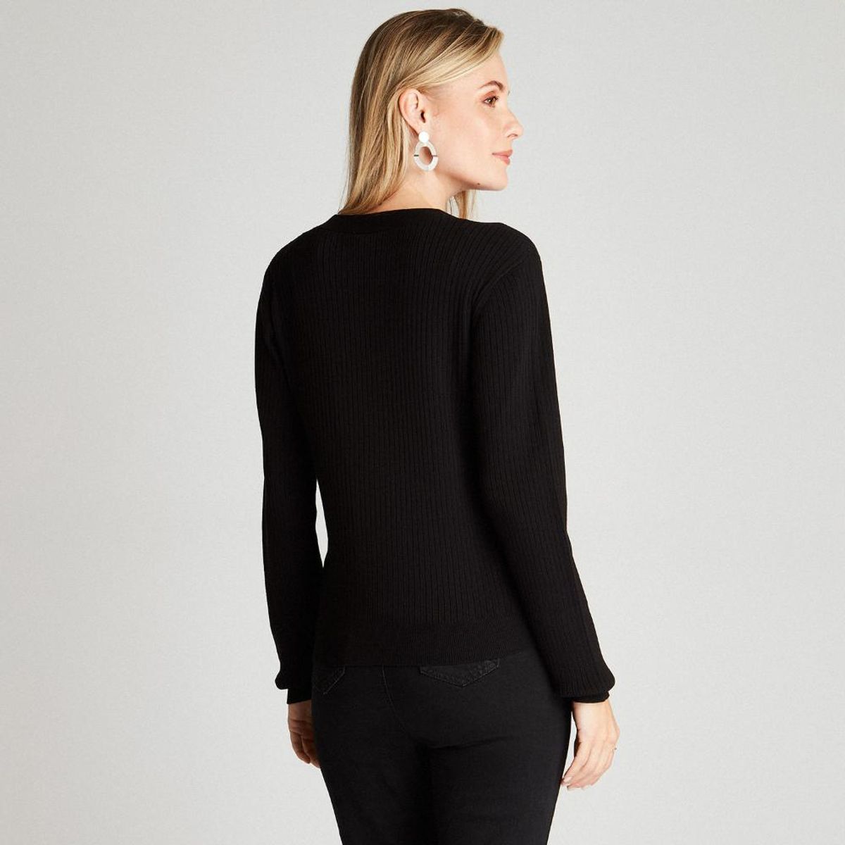 LORENZO DI PONTTI - Cárdigan Negro Manga Larga Cuello V LORENZO DI PONTTI