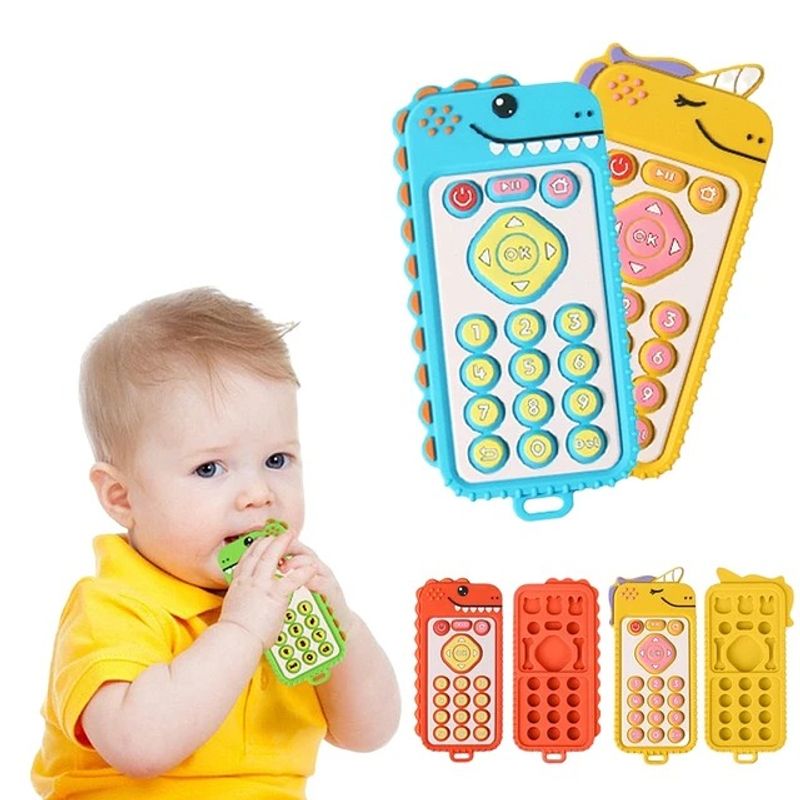 GENERICO - Mordedor Sensorial Silicona Bebé Control Libre Bpa dino