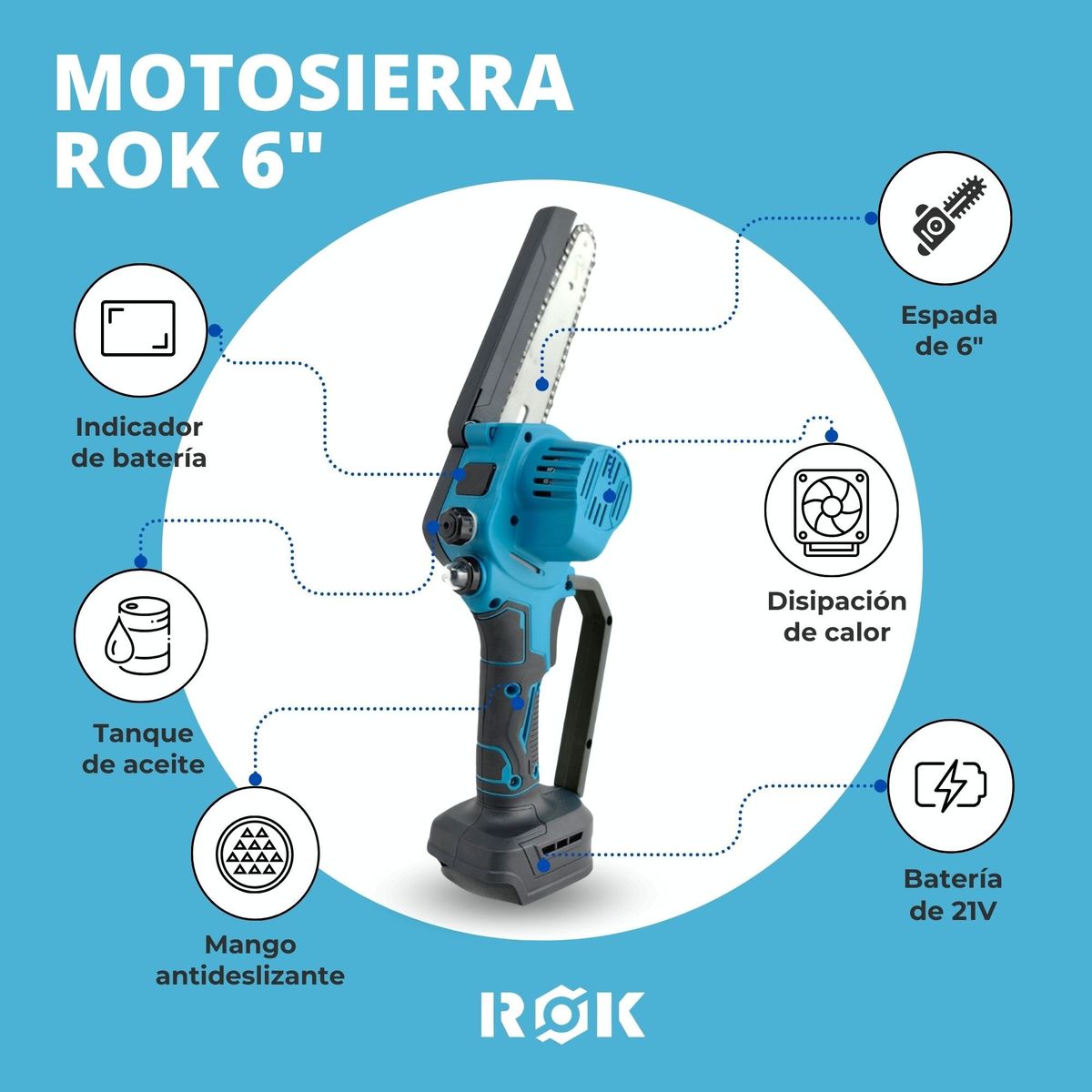 NOVYSTOR - Electrosierra Motosierra inalámbrica 6"+Pantalla+ 2 baterías