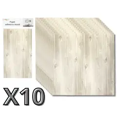 GENERICO - Pack 10 Laminas Adhesivas 3d Madera Opaca 70x77 Papel Mural