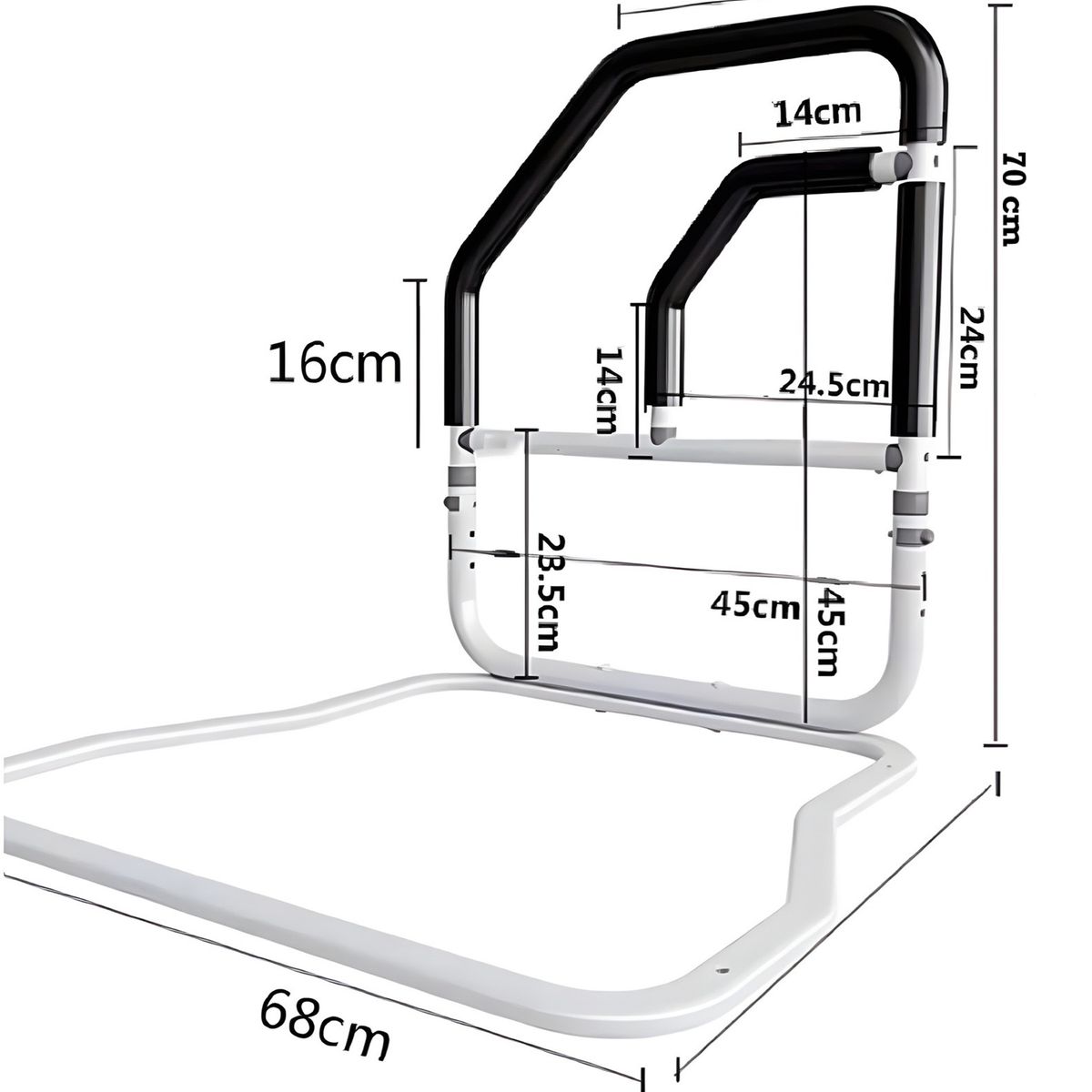 GENERICO - Baranda Barra Seguridad Para Cama Adulto Mayor Doble Agarre