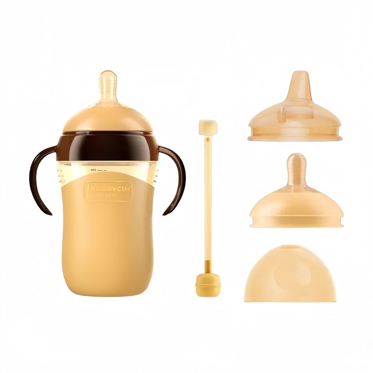 LUBABYCAS - Mamadera 240ml Con Chupetes Y Cepillo de Limpieza LuBabycas