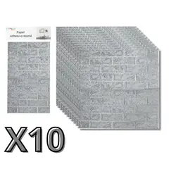 GENERICO - Pack 10 Laminas Adhesivas 3d Ladrillo 70x77 Papel Mural
