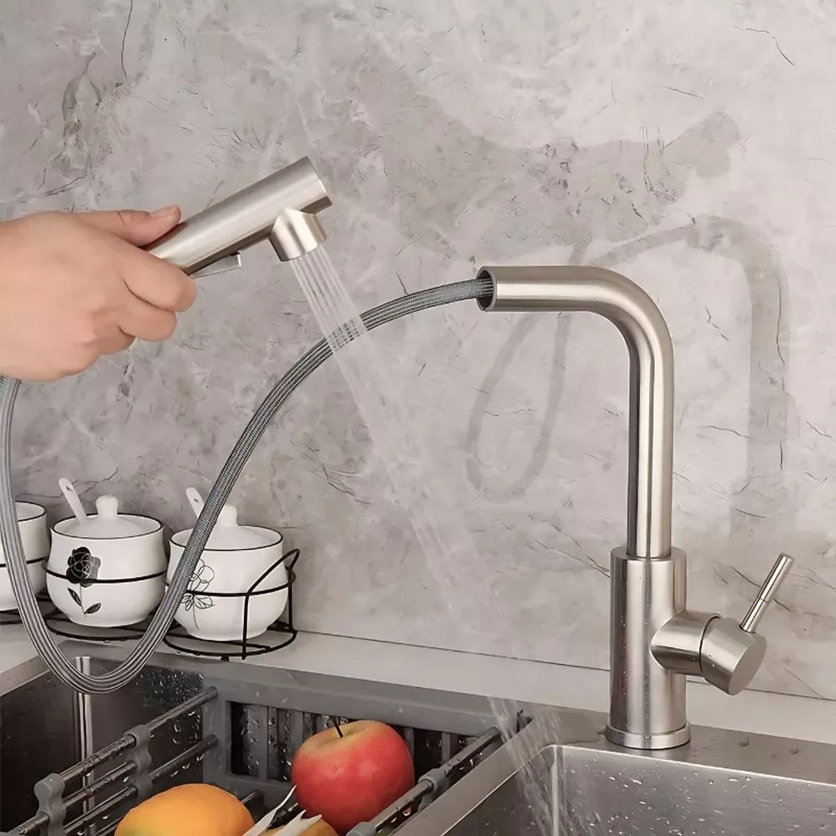 GENERICO - Grifo Giratorio Extensible De Lavaloza Con Rociador 360°