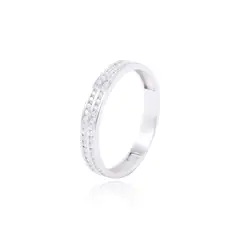 JB JOYAS BARON - Anillo Compromiso Oro Blanco 18kt Doble Riel Circón