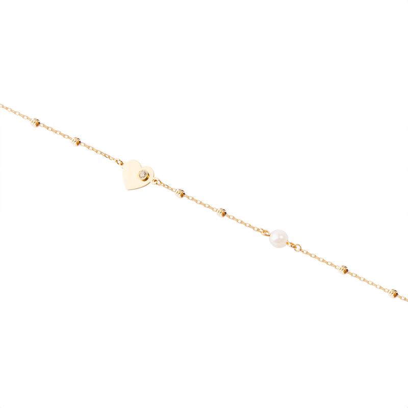 JB JOYAS BARON - Pulsera de Oro 18kt Corazón Circonita Perla