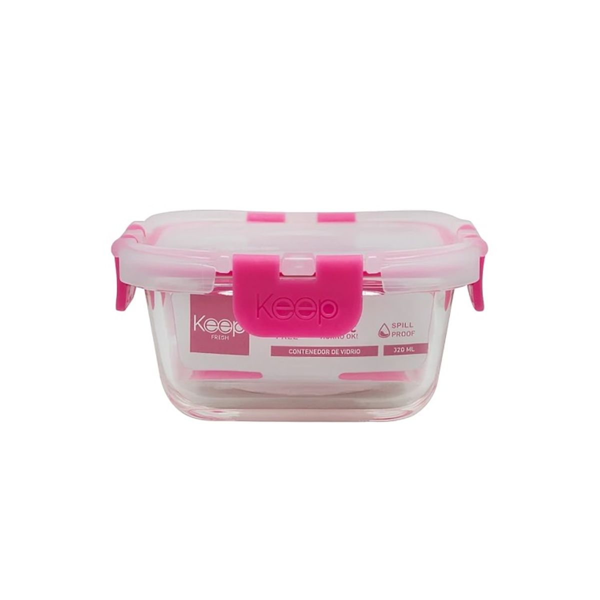 KEEP - HERMETICO CUADRADO 320ML GLASS KEEP FUCSIA