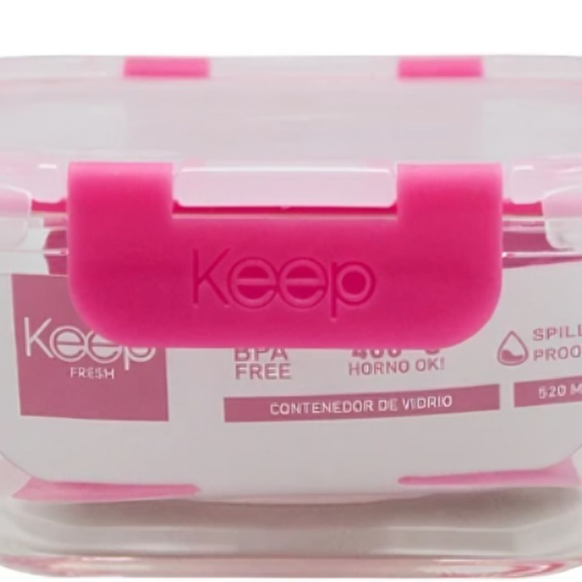 KEEP - HERMETICO CUADRADO 320ML GLASS KEEP FUCSIA
